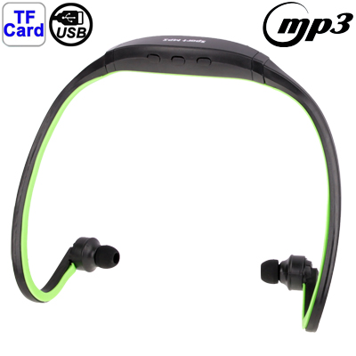 Sport MP3 Player Headset with TF Card Reader Function, Music Format: MP3 / WMA / WAV (Light Green) - Click Image to Close